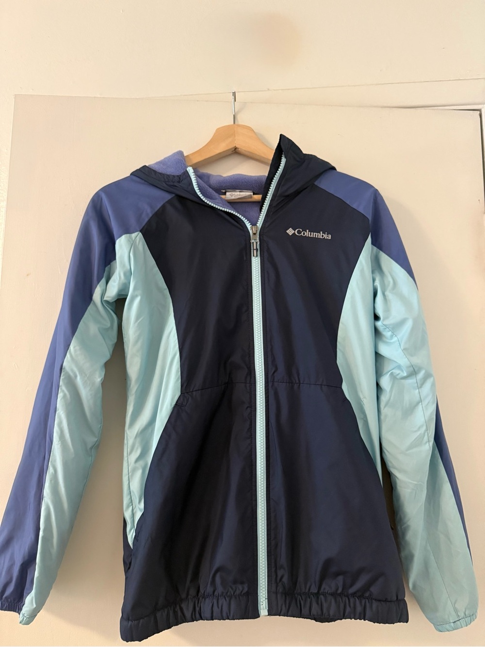 Columbia Kids Navy & Light Blue Hooded Rain Jacket